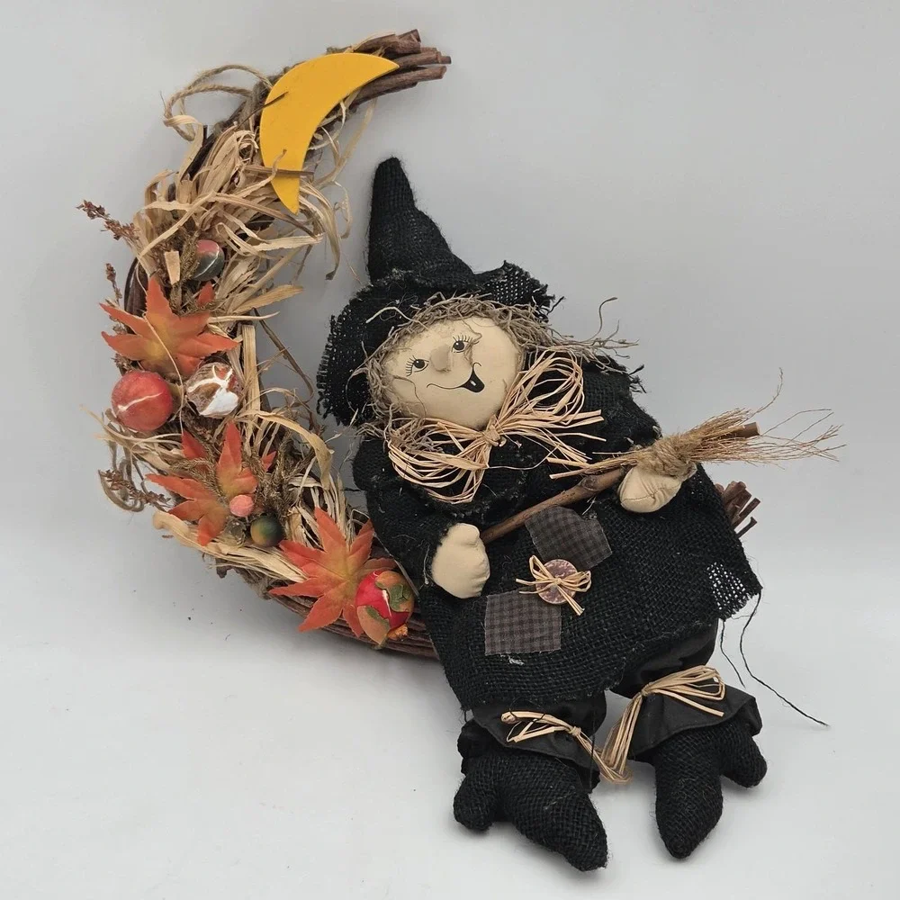 Vintage MTY International Plush Halloween Witch in the Moon